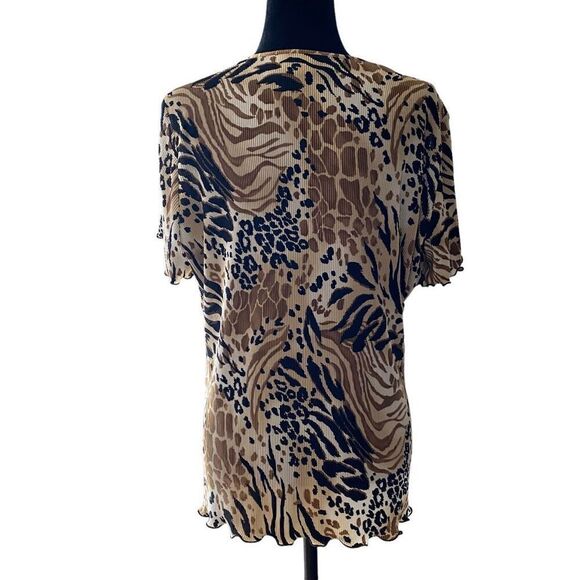 Alfred Dunner Animal Print‎ Pleated Material Double Layer Look Top Size L - Picture 4 of 12